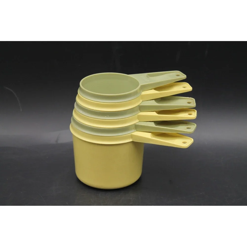 Vintage Tupperware Measuring Cups Set of 6 Green Yellow Nesting Cups